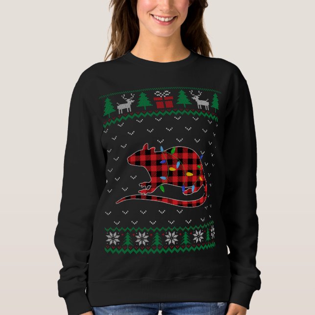Rat Christmas Tree Lights Decoration Xmas Sweater  (Front)