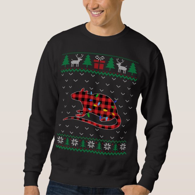 Rat Christmas Tree Lights Decoration Xmas Sweater  (Front)