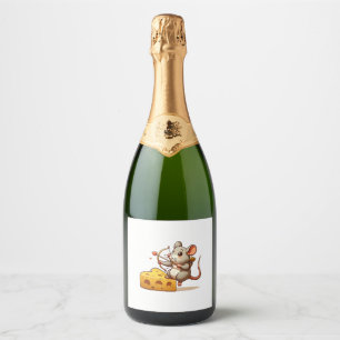 Rat Cupid Cheese Heart Valentine's Day Rodent Sparkling Wine Label