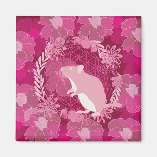 rat,flower of life, rose, mandala,zen,chakra,patte magnet