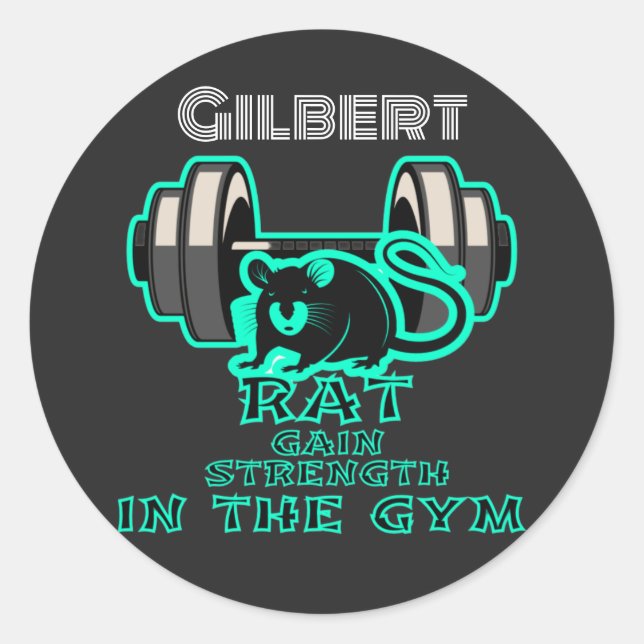 rat gain strength in the gym, Cool Gym personalise Classic Round Sticker (Front)