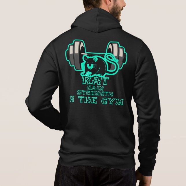 rat gain strength in the gym   hoodie (Back)