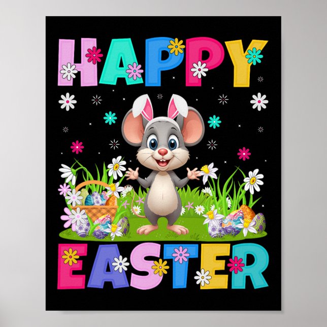 Rat Happy Easter Egg Hunt Bunny Ear Rat Easter  Poster (Front)