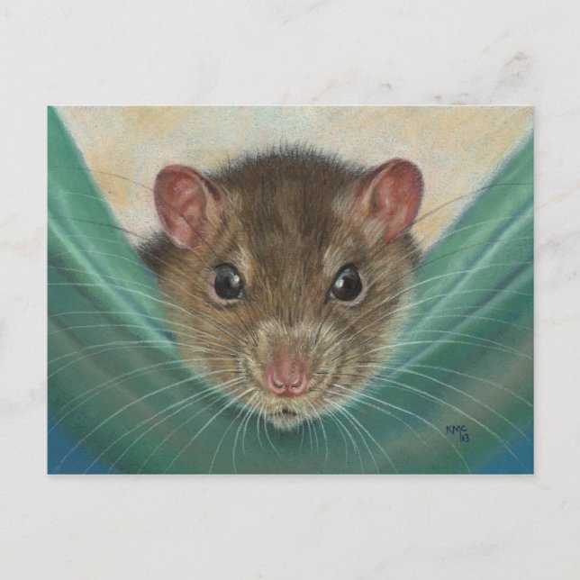 Rat in Hammock postcard KMCoriginals (Front)