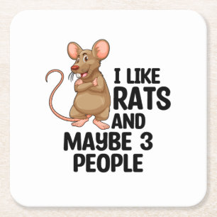 Rat Lover Rats Pet Rodents Pets Animals Gifts Square Paper Coaster
