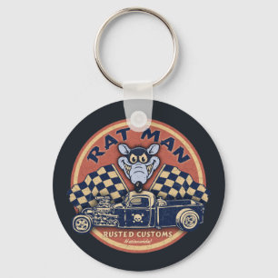 Rat Man Rusted Customs Key Ring