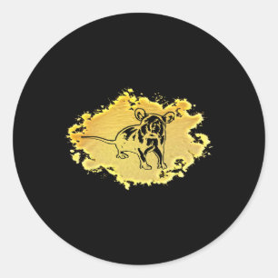 Rat Motif Rodent Cute Rat In Hand Cheese Pet Anima Classic Round Sticker