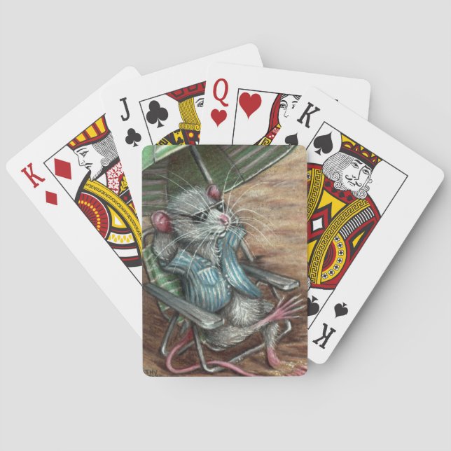 Rat on beach playing cards (Back)