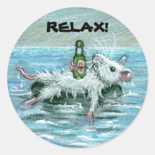 Rat on Tube, RELAX! Classic Round Sticker