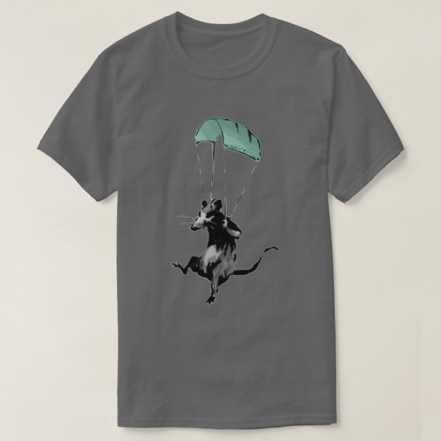rat parachuting with facemark 3 T-Shirt (Design Front)