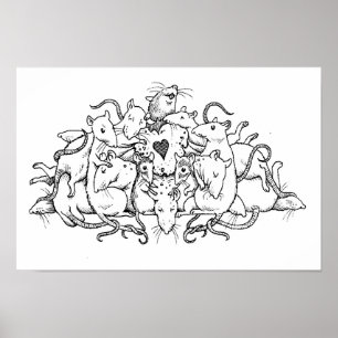Rat pile with heart cookie poster