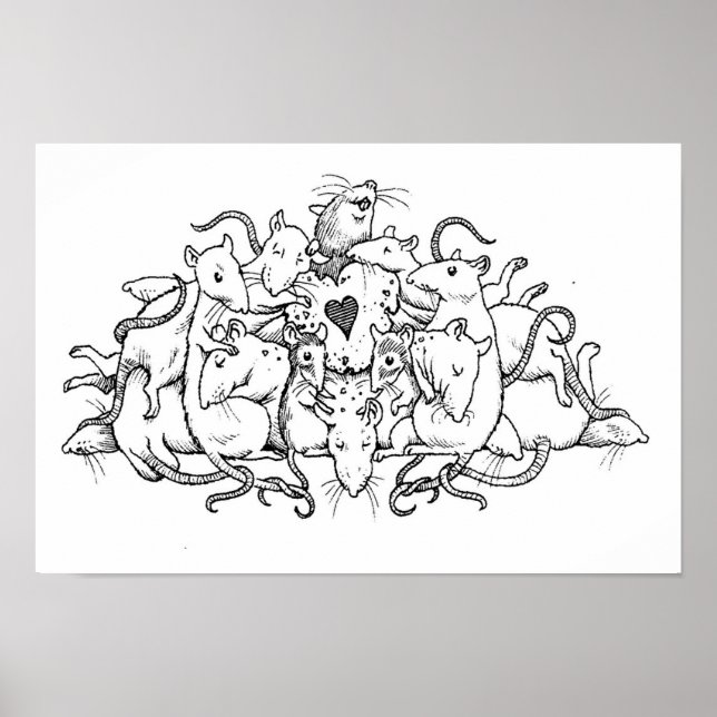 Rat pile with heart cookie poster (Front)