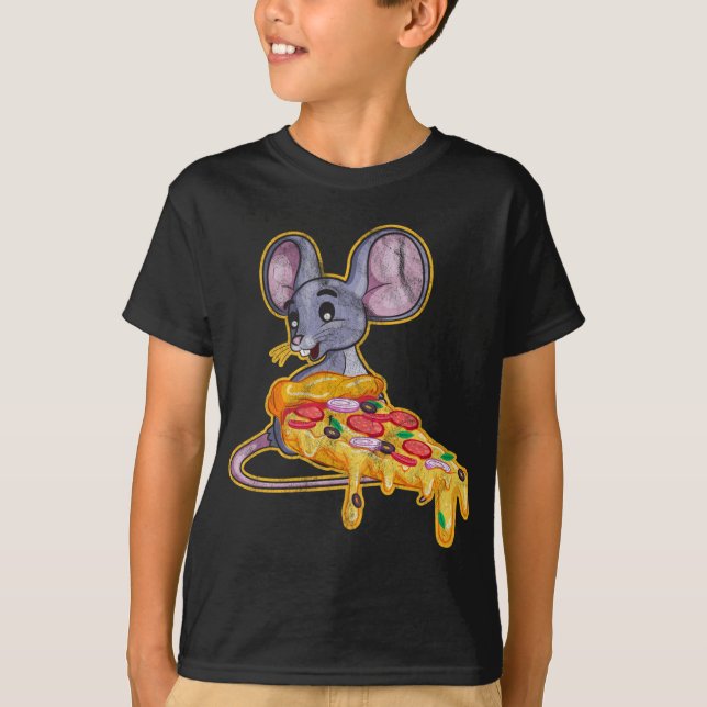 Rat Pizza Funny Thief Mouse T-Shirt (Front)