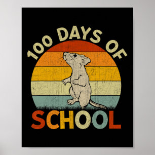 Rat Retro Boys Girls Teachers 100th Day Of School  Poster