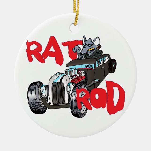Rat Rod Ceramic Tree Decoration (Front)
