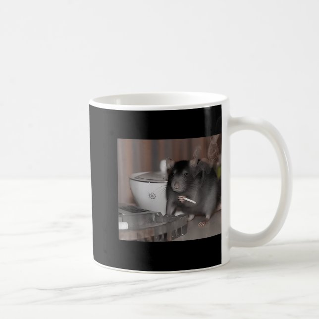 Rat Smoking Cigarette Rat Meme Stupid Brainrot  Coffee Mug (Right)