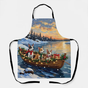 Rat Terrier Christmas Boat Holiday Apron