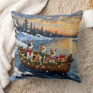 Rat Terrier Christmas Boat Holiday Cushion
