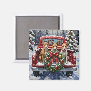 Rat Terrier Christmas Red Truck Holiday Magnet