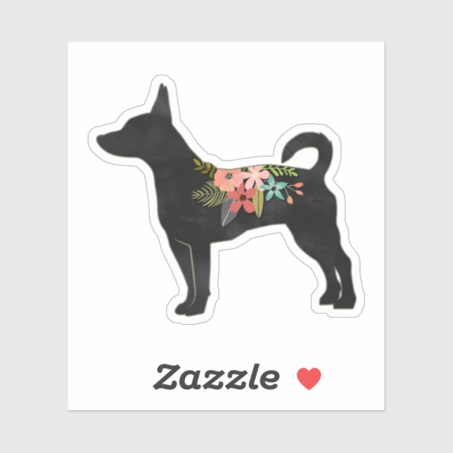 Rat Terrier CN Dog Boho Floral Silhouette (Sheet)