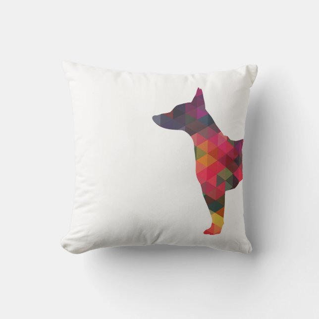 Rat Terrier Colourful Geometric Pattern Silhouette Cushion (Front)