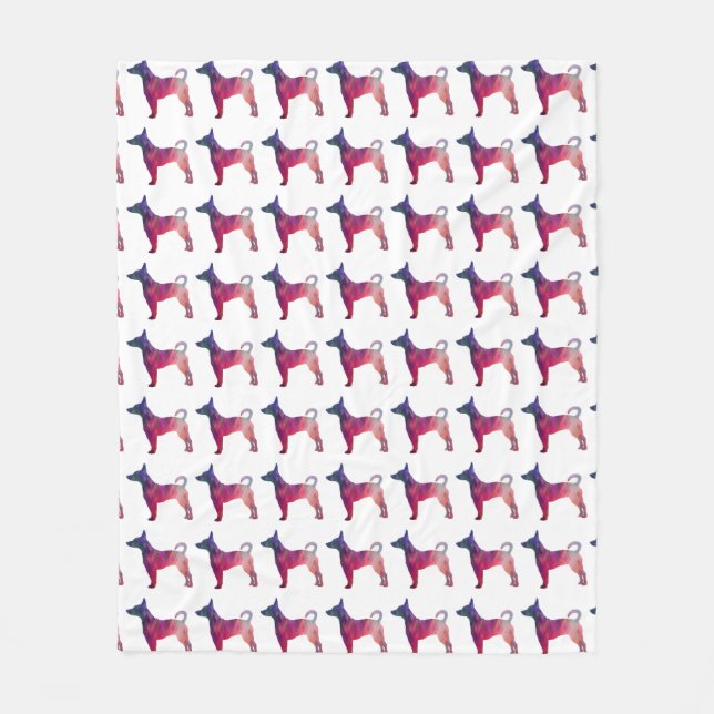 Rat Terrier Colourful Geometric Pattern Silhouette Fleece Blanket (Front)
