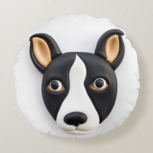 Rat Terrier Dog 3D Inspired Round Cushion (Front)