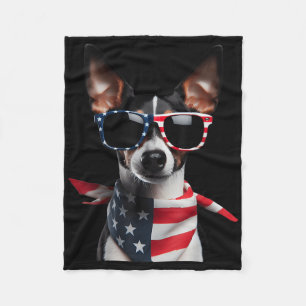 Rat Terrier Dog 4th Of July American Independence  Fleece Blanket