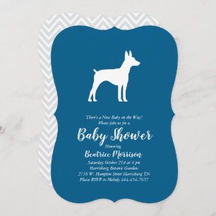 Rat Terrier Dog Baby Shower Blue Boy Invitation