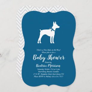 Rat Terrier Dog Baby Shower Blue Boy Invitation