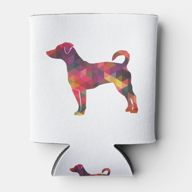 Rat Terrier Dog Breed Geo Silhouette Multi Can Cooler (Front)