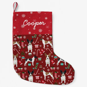 Rat Terrier Dog Christmas custom name Small Christmas Stocking