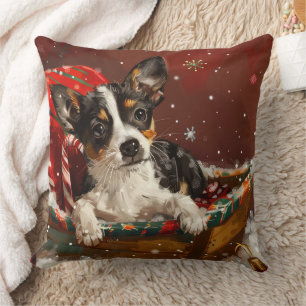 Rat Terrier Dog Christmas Festive Cushion