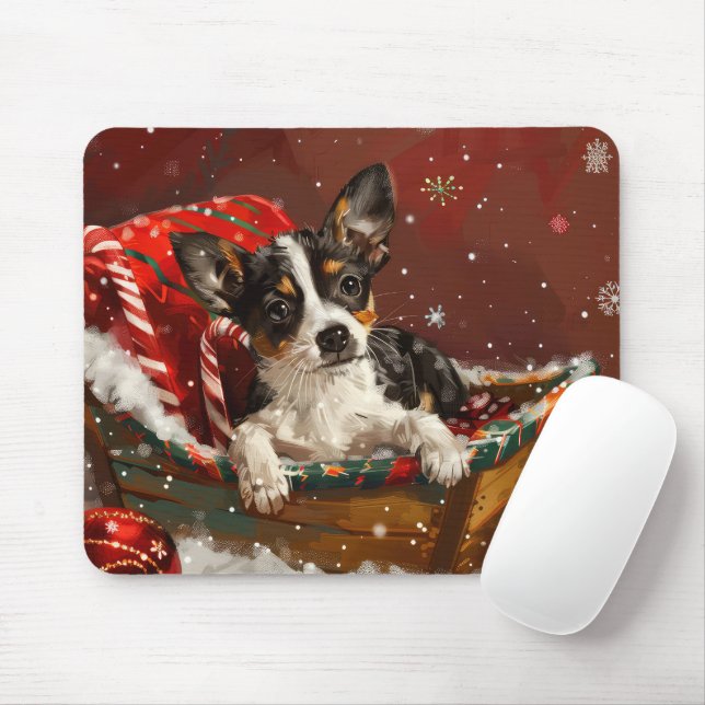 Rat Terrier Dog Christmas Festive Mouse Pad (With Mouse)