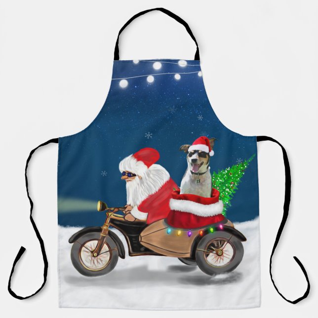 Rat Terrier Dog Christmas Santa Claus  Apron (Front)