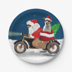 Rat Terrier Dog Christmas Santa Claus Paper Plate