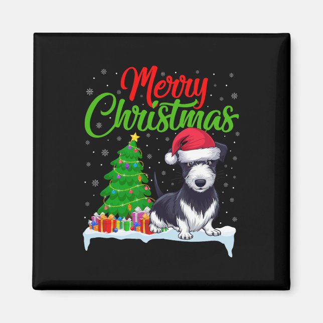 Rat Terrier Dog Christmas Tree Lights Funny Xmas D Magnet (Front)