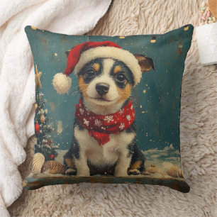 Rat Terrier Dog Christmas Vintage Beach  Cushion
