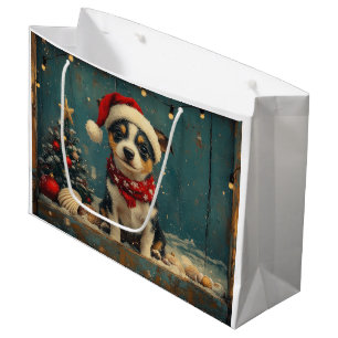 Rat Terrier Dog Christmas Vintage Beach Large Gift Bag