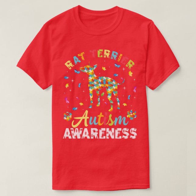 Rat Terrier Dog For Autism Awareness Month Day Mot T-Shirt (Design Front)