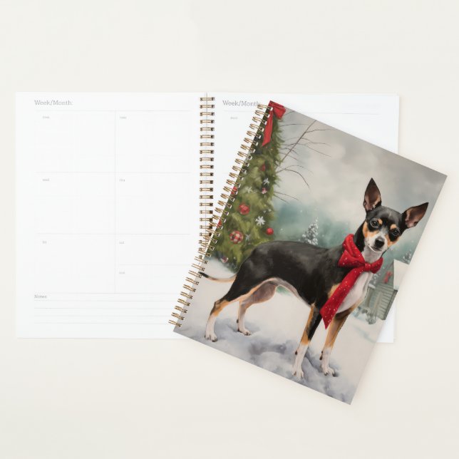 Rat Terrier Dog in Snow Christmas  Planner (Display)