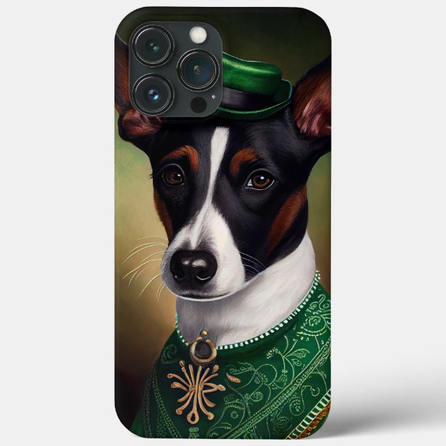 Rat Terrier Dog in St. Patrick's Day Dress Case-Mate iPhone Case (Back)