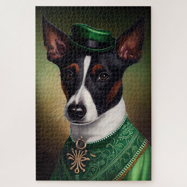 Rat Terrier Dog in St. Patrick's Day Dress Jigsaw Puzzle (Vertical)