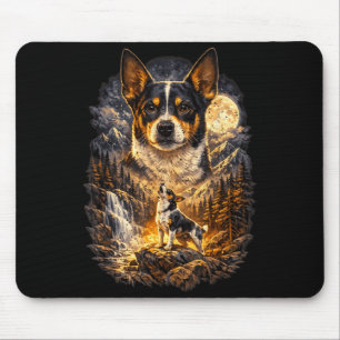 Rat Terrier Dog Nature Howling to the Moon Vintage Mouse Pad