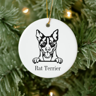 Rat Terrier dog personalised pet ornament, Cu Cera Ceramic Tree Decoration
