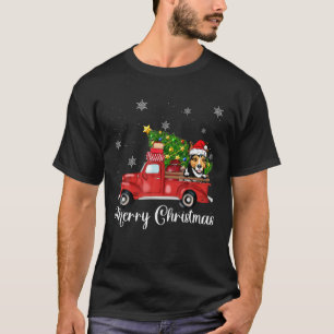 Rat Terrier Dog Riding Red Truck Christmas T-Shirt