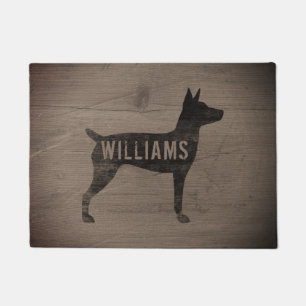 Rat Terrier Dog Silhouette Rustic Personalised Doormat