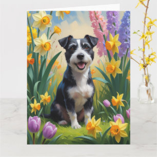 Rat Terrier Dog Spring Flowers Painting Card