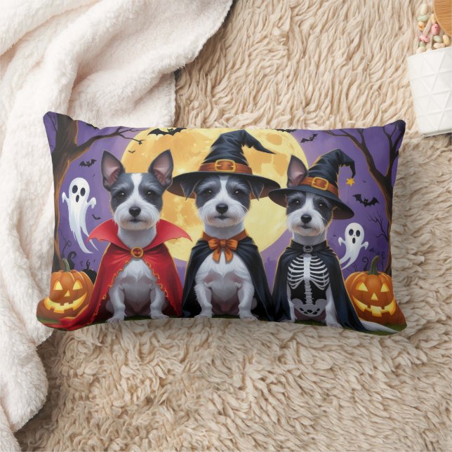 Rat Terrier Dogs Pumpkin Halloween Funny Lumbar Cushion (Blanket)