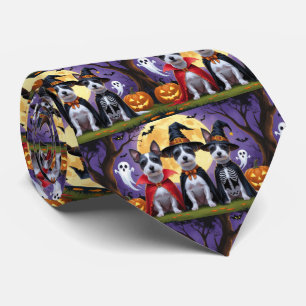 Rat Terrier Dogs Pumpkin Halloween Funny Tie